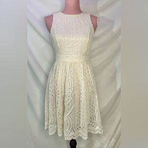 Altar’d State White Eyelet Lace Open Back Summer A-Line Mini Dress Size Small